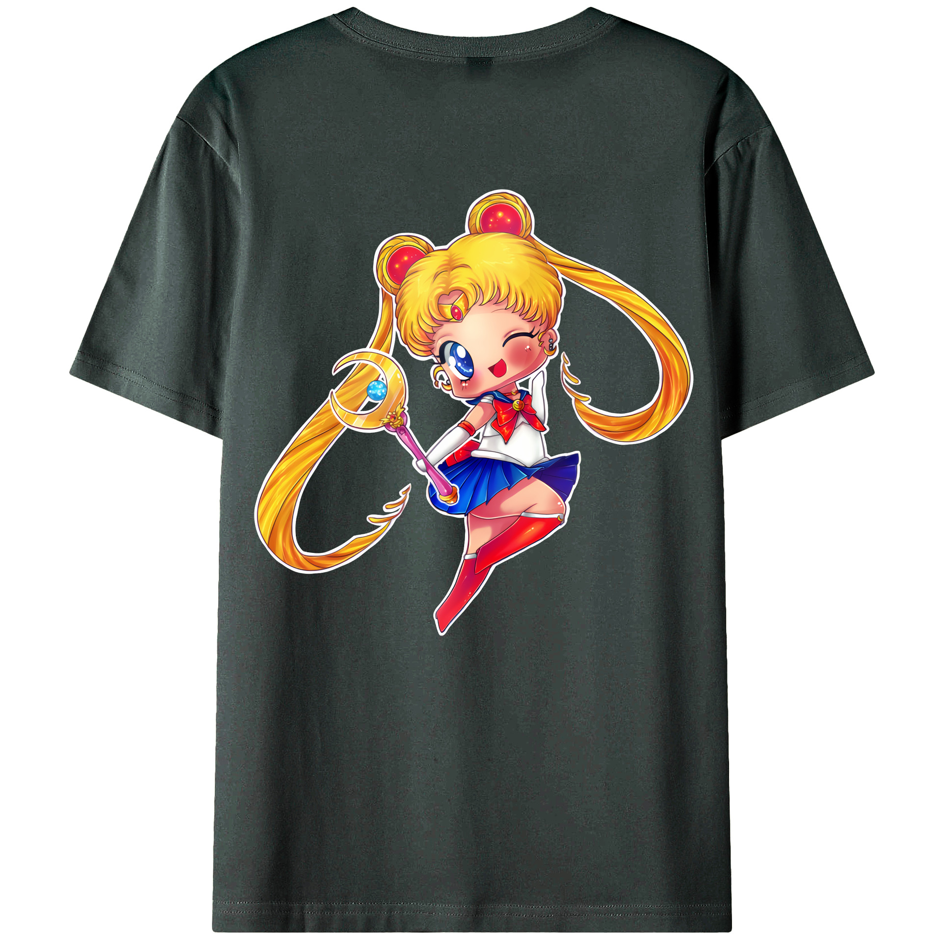 （画像用） 美少女戦士セーラームーン 月野 うさぎ つきの うさぎ Sailor Moon Tsukino Usagi 綿100％ メンズ半袖Tシャツ（バックプリント） 通気性